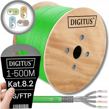 Síťový kabel KABEL DRÁT DCA KROUCENÁ DVOUJLINKA SFTP KAT.8.2 LS0H 1M DIGITUS