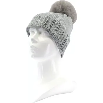 Čepice VOXX Čepice dámská zdobená pletená REXTONA s viskózou, bambulí SVĚTLE ŠEDÁ uni 121062