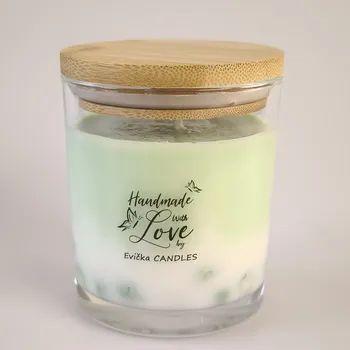 Svíčka Evička Candles Jablko vonná sójová svíčka 220g - ručně vyráběná Barva: Zelená