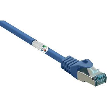 Datový kabel Renkforce RF-5056418 RJ45 síťové kabely, propojovací kabely CAT 6A S/FTP 20.00 m modrá s ochranou, samozhášecí 1 ks