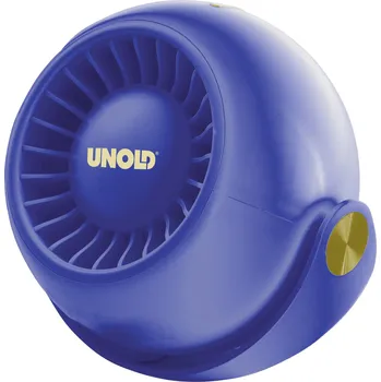 Domácí ventilátor Unold Breezy Bowl blue Akumulátorový ventilátor (Ø x v) 90 mm x 105 mm královská modrá stavová LED, s aku