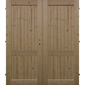 Interiérové dveře Levné univerzální dveře LU 2 V dvoukřídlé (šíře 145cm) (Masivní smrkové dveře)