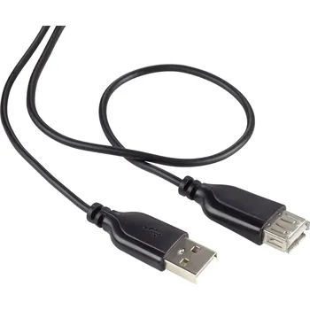 elektrický kabel Renkforce USB kabel USB 2.0 USB-A zástrčka, USB-A zásuvka 1.00 m černá SuperSoft opletení RF-4080795