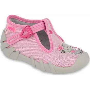 Dívčí obuv BEFADO 110P433 dívčí bačkorky růžové kočička 25 110P433_25