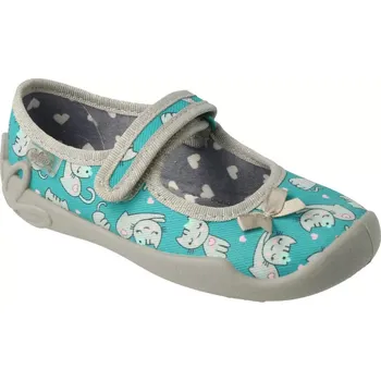 Dívčí bačkory BEFADO 114X453 dívčí balerínky tyrkys kočky 27 114X453_27
