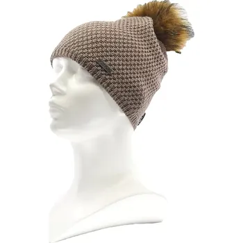 Čepice VOXX Čepice dámská pletená GALLOPERA s bambulí HNĚDÁ uni 119822