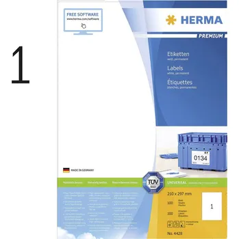 Kotouček do pokladny a tiskárny štítků Herma 4428 univerzální etikety 210 x 297 mm papír bílá 100 ks trvalé inkoustová tiskárna, laserová tiskárna, barevná laserová tiskárna, kopírka, barevná