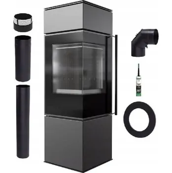 Krbová kamna KAMNA VOLNĚ STOJÍCÍ OCELOVÁ ROHOVÁ KOZA REN S PRAVÁ ČERNÁ