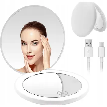Kosmetické zrcátko DVOJITÉ ZRCÁTKO NA MAKE-UP KOMPAKTNÍ: LED ZRCÁTKO SE ZVĚTŠENÍM 1X 10X