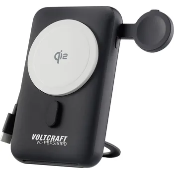 Powerbanka VOLTCRAFT VC-PBP3161PD Bezdrátová powerbanka Li-Ion, 10000 mAh, Bezdrátové nabíjení Qi, černá