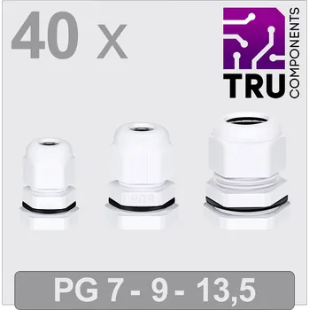 TRU COMPONENTS T24CA125 kabelová průchodka, TC-13448636, od 3.5 mm, do 12 mm, PG7, PG9, PG13, 40 ks