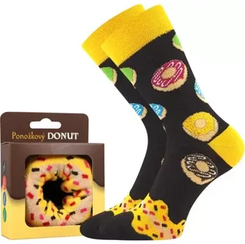 Dámské ponožky BOMA Ponožky vtipné DONUT v krabičce ŽLUTÉ 42-45 118121