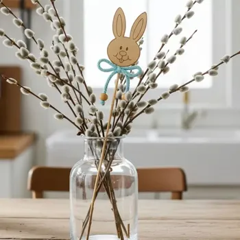 Velikonoční dekorace Zápich, zajíček - modrá mašlička (velikonoční dekorace)