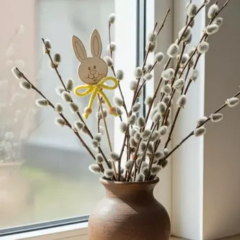 Velikonoční dekorace Zápich, zajíček se žlutou mašličkou (velikonoční dekorace)