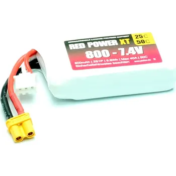 RC vybavení Red Power 15406 akupack Li-Pol (modelářství), 7.4 V, 800 mAh, 25 C, Softcase, XT30