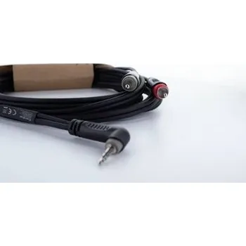 Audio kabel Cordial 14859 jack / cinch audio Y adaptér [1x jack zástrčka 3,5 mm - 2x cinch zástrčka] 1.50 m černá PVC plášť, dvoužilové vedení