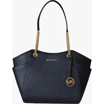 Kabelka Kožená kabelka Michael Kors jet set travel chain tote modrá navy