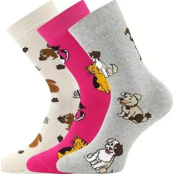 Dívčí oblečení BOMA Ponožky dětské froté SIBIŘ 08 s obrázky DÍVČÍ (3&nbsp;páry) 30-34 126424