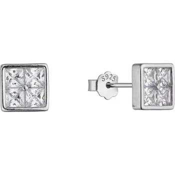 Náušnice Stříbrné náušnice čtverečky se zirkony 11748.1