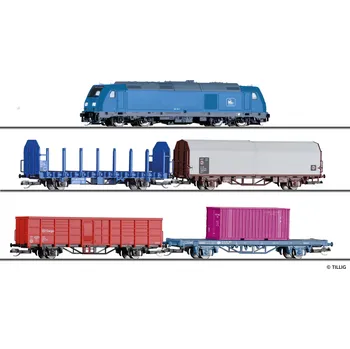 Modelová železnice TT - Startovací sada: Mezinárodní nákladní vlak, koleje, ovladač, ep. VI / TILLIG 01507