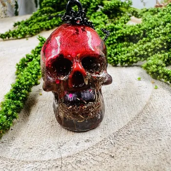 Náhrdelník Orgonitová lebka / náhrdelník s hematitem - pro uzemnění, ochranu a pevnost