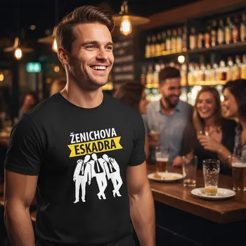 Pánské tričko STRIKER Tričko na rozlučku se svobodou ženichova eskadra Barva: Černá, Velikost: XXL