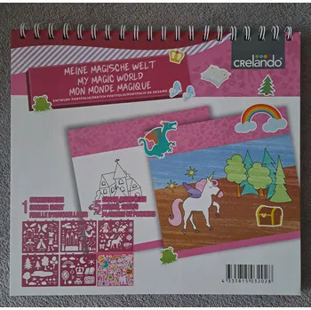 Umělecký papír Crelando kniha šablon a samolepek - svět magie