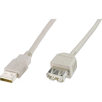 elektrický kabel Digitus USB kabel USB 2.0 USB-A zástrčka, USB-A zásuvka 1.80 m béžová AK-300202-018-E
