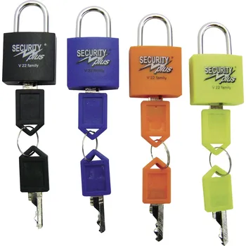Visací zámek Security Plus V 22-4 visací zámek sada 4 ks neonově žlutá, modrá, oranžová, černá zámek s klíčem