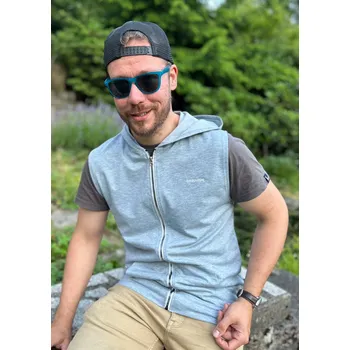 Pánská vesta Pánská lehká vesta s kapucí šedá - L