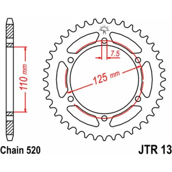 Nářadí na motocykly JT SPROCKETS Ocelové standardní zadní kolo 13 - 520 JTR13.41