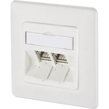 Kancelářská technika Metz Connect 130B12D21002-E síťová zásuvka pod omítku panel s čelní deskou a rámečkem CAT 6A 2 porty čistě bílá