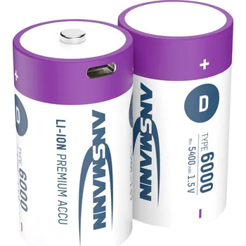 Článková baterie Ansmann LR20 USB-C akumulátor velké mono D Li-Ion 6000 mAh 1.5 V 2 ks