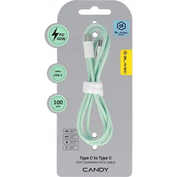 Datový kabel Kabel Blavec USB-C - USB-C 1 m zelený