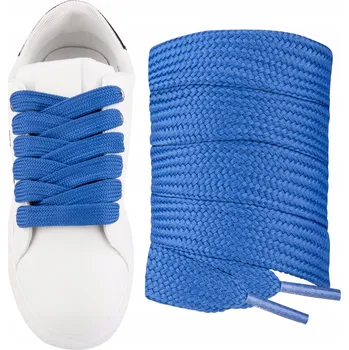 Tkaničky do bot Široké tlusté modré tkaničky do bot, vhodné pro boty typu Campus, 15 mm ploché, délka 180 cm