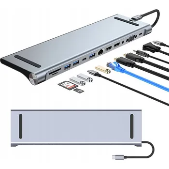 DOKOVACÍ STANICE HUB USB C 12v1 DUAL HDMI DP ETHERNET 4K