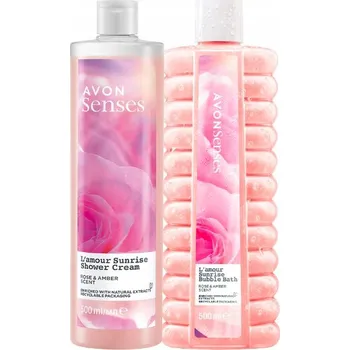 Sprchový gel Avon Senses L'amour Sunrise Sada Gel + Pěna do koupele