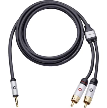 Audio kabel cinch / jack audio kabel [2x cinch zástrčka - 1x jack zástrčka 3,5 mm] 3.00 m černá pozlacené kontakty Oehlbach i-Connect J-35/R