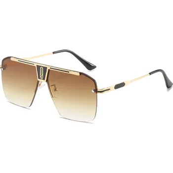Sluneční brýle Techsuit - Sluneční brýle (2576) - pro muže s hliníkovým rámem, nadměrné velikosti - zlaté/hnědé