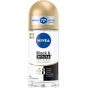 Nivea Invisible Black & White Silky Smooth kuličkový antiperspirant pro ženy 50 ml