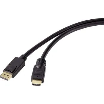 Audio kabel Renkforce DisplayPort / HDMI kabelový adaptér Konektor DisplayPort, Zástrčka HDMI-A 7.50 m černá RF-4581868 Kabel DisplayPort