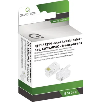 Elektrický konektor Quadrios Modulární konektor, počet pólů 6P4C - nestíněný, 15 ks 1906C162 zástrčka, rovná Počet pólů 6P4C 15 ks