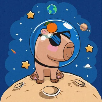 MALOVÁNÍ PODLE ČÍSEL – KAPYBARA VE VESMÍRU 30X30