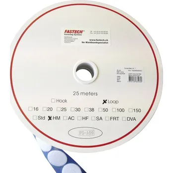 Zip FASTECH® kulatý suchý zip, zalepení hotmelt , flaušová část, (Ø) 35 mm, bílá, 5 m