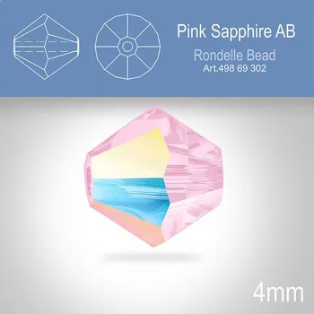 PRECIOSA Bicone MC BEAD (sluníčko) velikost 4mm. Barva Pink Sapphire Aurore Boreale. Balení 30ks .