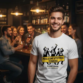 Pánské tričko STRIKER Tričko na rozlučku se svobodou poslední výstřel Barva: Bílá, Velikost: XXL