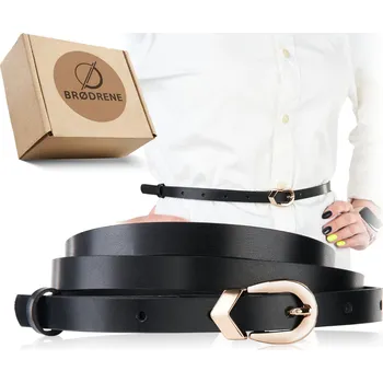 Opasek Kožený Opasek Dámský Úzký z Přírodní Kůže Černý Spona 115cm