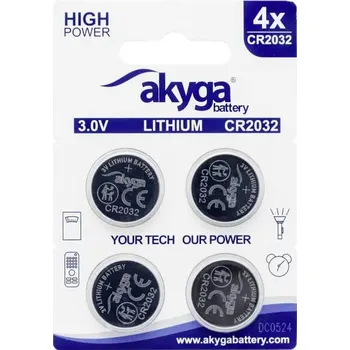 Článková baterie Akyga knoflíkový článek CR 2032 3 V 4 ks 210 mAh Li-MnO2 CR2032