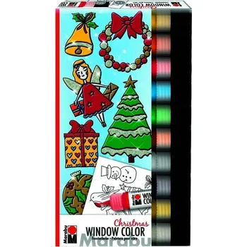 Speciální výtvarná barva Marabu Sada slupovacích barev KiDS Christmas Window Color 10 x 25 ml