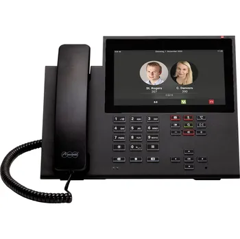 Stolní telefon Auerswald COMfortel D-600 šňůrový telefon, VoIP handsfree, konektor na sluchátka, optická signalizace hovoru, dotykový displej, Wi-Fi barevný displej černá